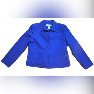 Appleseeds Jacket Womens 100% Virgin Wool Coat Blazer Blue Button Up Size 10P